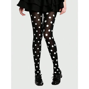 2 Pair of Grunge Punk Black & White Spot Gothic Tights for Women, Medium Sh